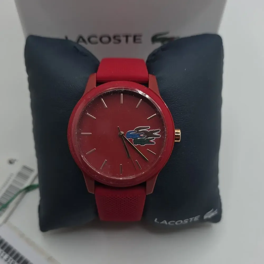 Lacoste Unisex Quartz Analog Red Dial Plastic Case Red Silicone Strap w/ Box